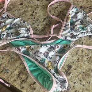 Floral Bikini Set with Pink Trim